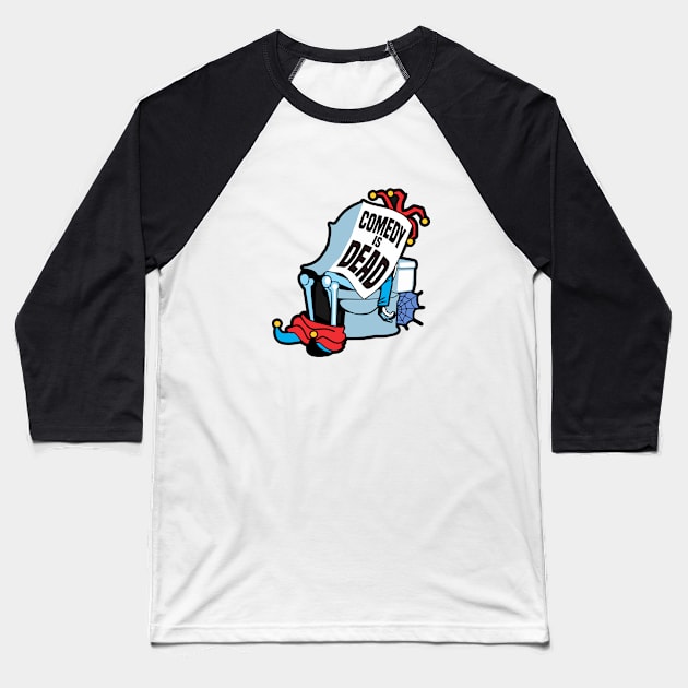 Comedy is Dead- Cartoon of A Jester on the Toilet 1.0 Baseball T-Shirt by Vector-Artist